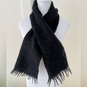 VINTAGE Made in Scotland for EATONS of Canada Black Mohair & Wool Scarf Fuzzy